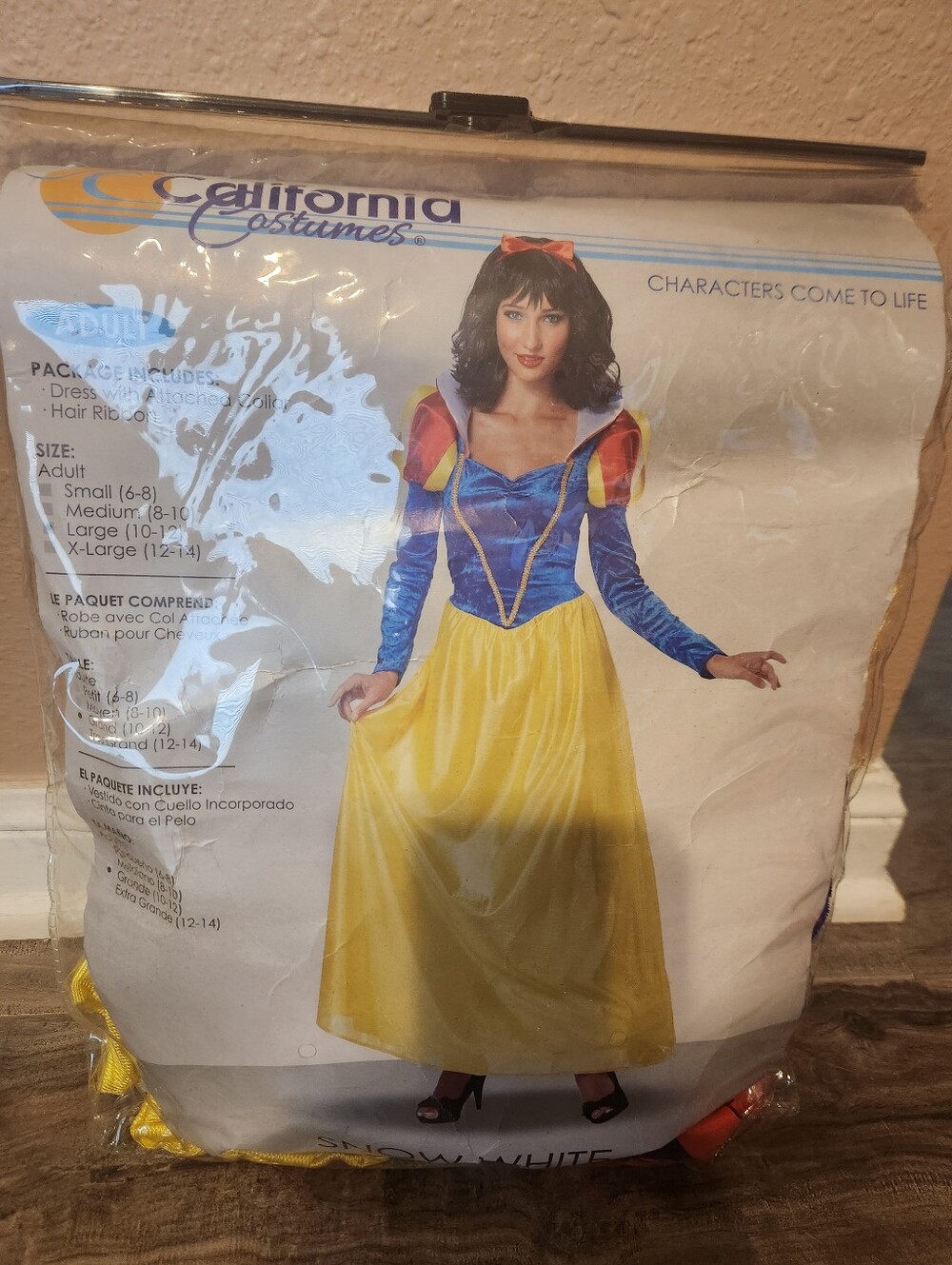 Snow White Costume Adult Size Large Disney Princess Dress With Hair Tie